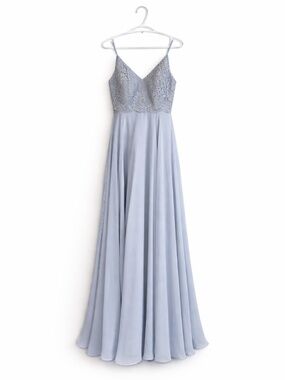 Dessy Collection Powder Blue/Grey Lace Bodice Dress – Size 6 EUC